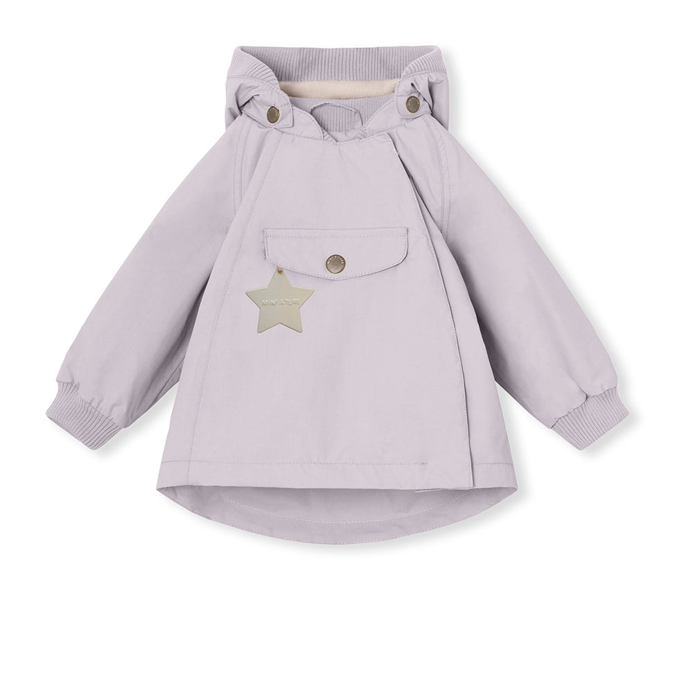 MINI A TURE Wai jacket with Fleece purple raindrops