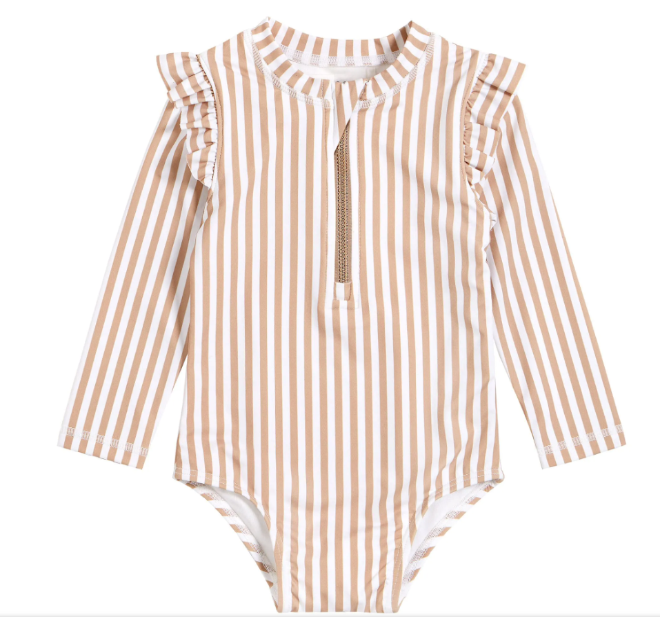 Petit Lem Stripe Print Long Sleeves UV Swimsuit 2-6X