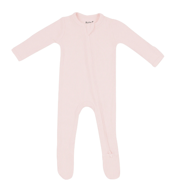 kyte Ribbed Zipper Footie in Blush