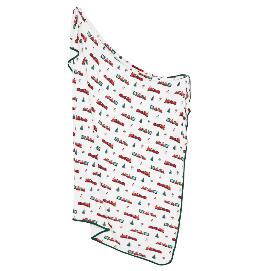 Swaddle Blanket in Holiday Train
