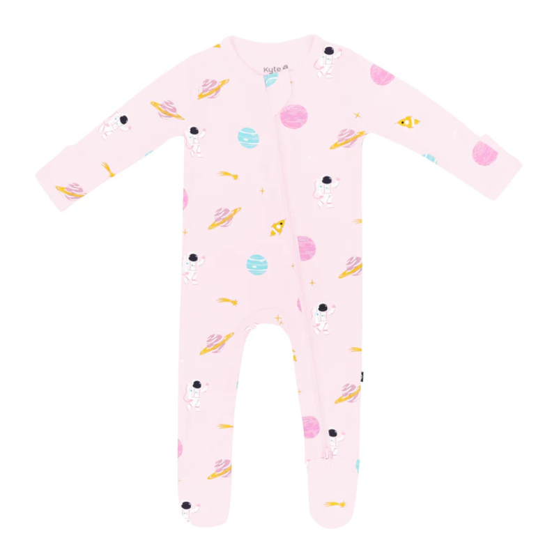 Zippered Footie in Sakura Space