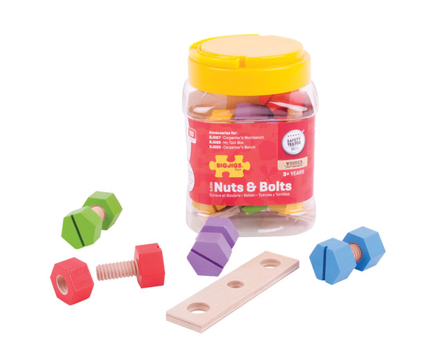 Bigjigs Toys Jar of Wooden Nuts & Bolts