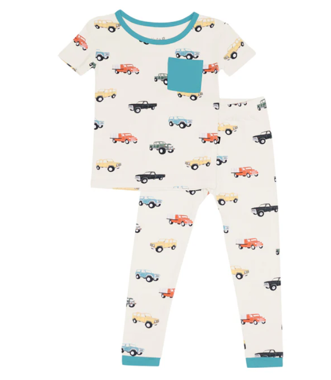 Short Sleeve with Pants Pajamas in Vintage Truck