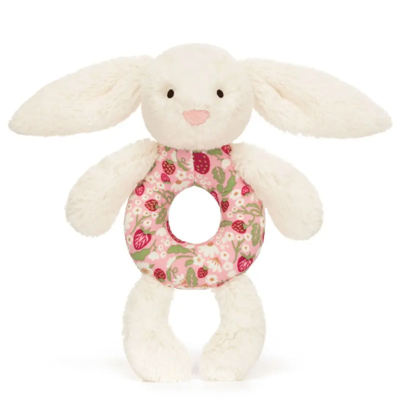 Jellycat Blossom Cream Bunny Berry Ring Rattle