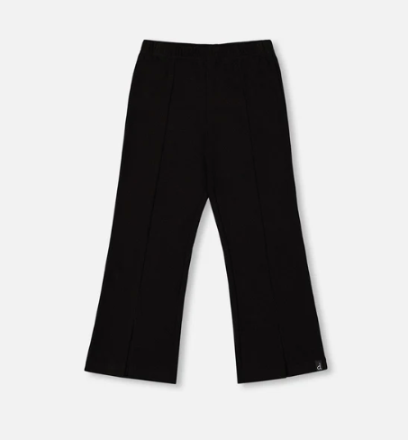 Ribbed Leggings Bootleg With Slit Black