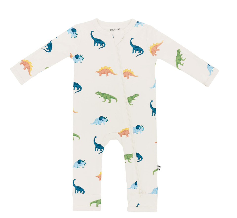 Kyte Zippered Romper in Ecru Roar