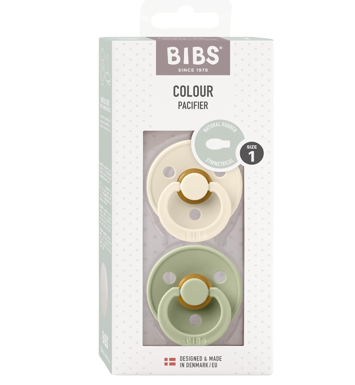 BIBS Pacifier Original COLOUR Latex 2 PK Symmetrical Ivory / Sage