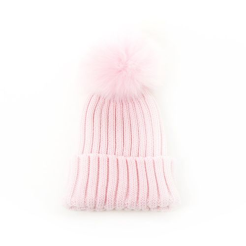 Olilia pink single pom merino hat