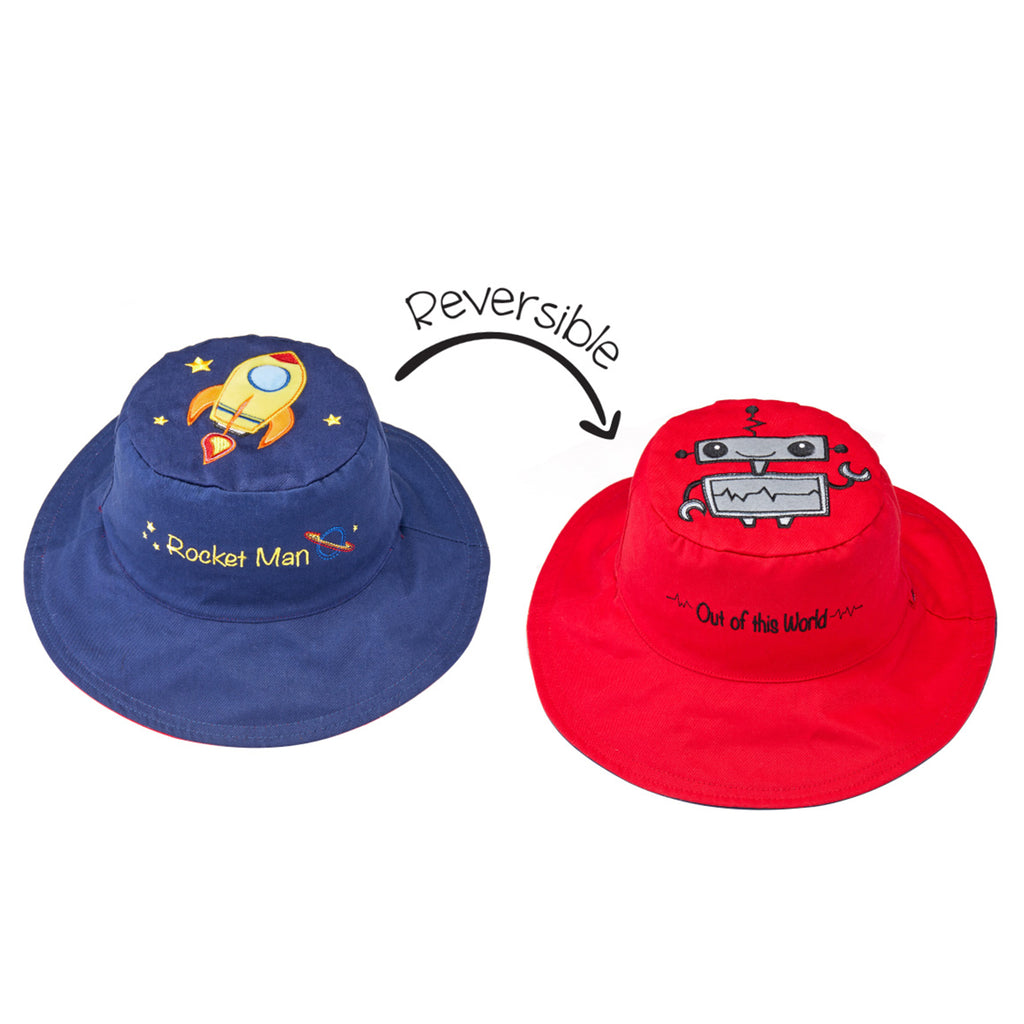 Kids UPF50+ Sun Hat - Spaceship/Robot