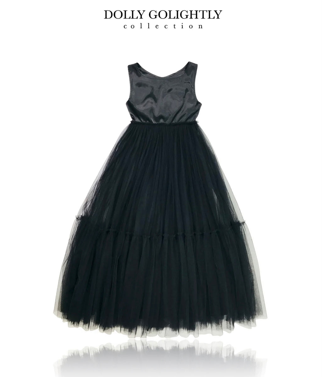 DOLLY GOLIGHTLY BREAKFAST @ TIFFANY'S SATIN MAXI TUTU DRESS BLACK