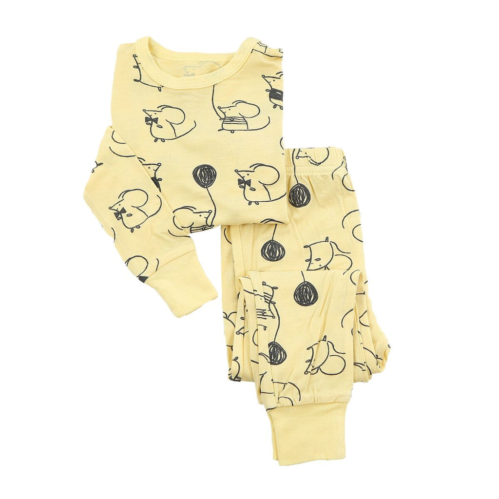 2 piece Bamboo Pajama Set yellow mouse