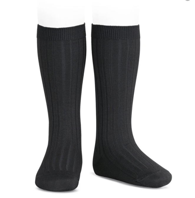 CONDOR KNEE HI RIBBED SOCK #900 BLACK