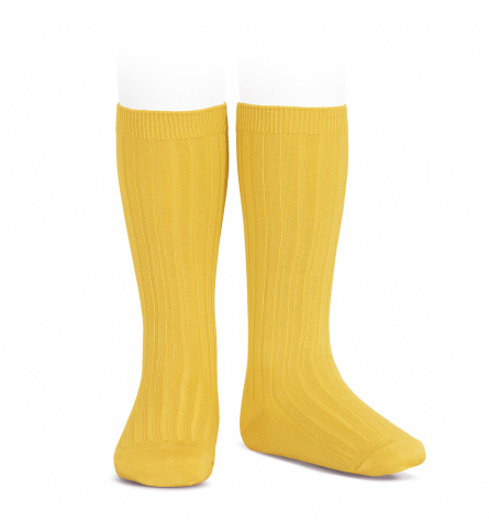 BASIC RIB KNEE HIGH SOCKS YELLOW 630
