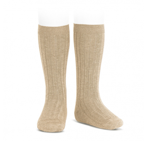 BASIC RIB KNEE HIGH SOCKS NOUGAT 316