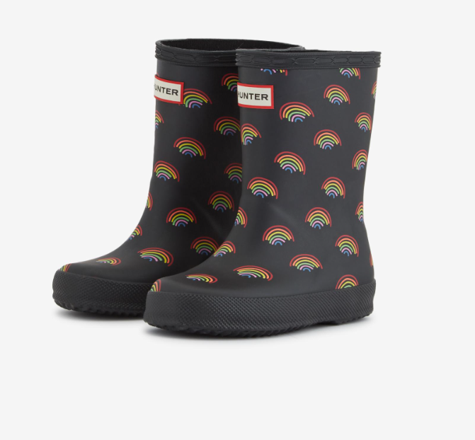 Hunter Kids First Mini Rainbow Print Rain Boots