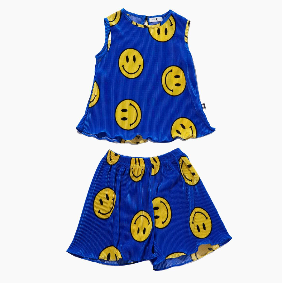 petite hailey Pleats Short Set blue
