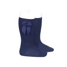KNEE-HIGH SOCKS WITH GROSSGRAIN SIDE BOW navy 480
