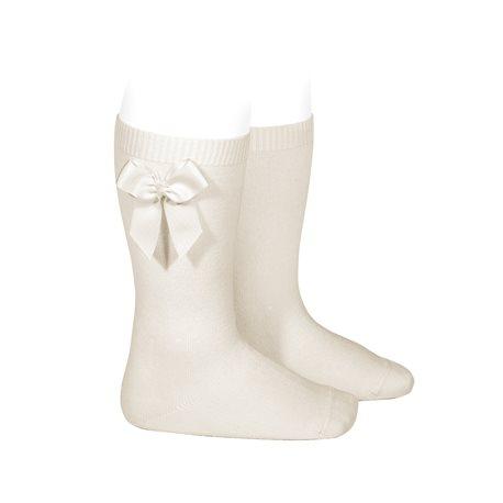 KNEE-HIGH SOCKS WITH GROSSGRAIN SIDE BOW - LittleLeafBaby