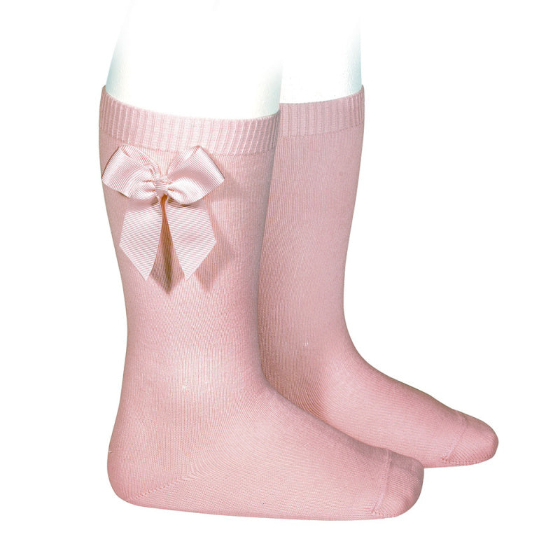 KNEE-HIGH SOCKS WITH GROSSGRAIN SIDE BOW pink 526