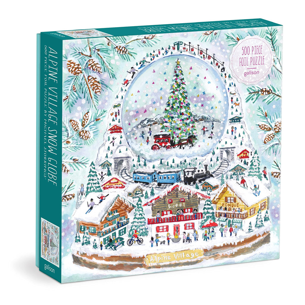 galison alpine village snow globe