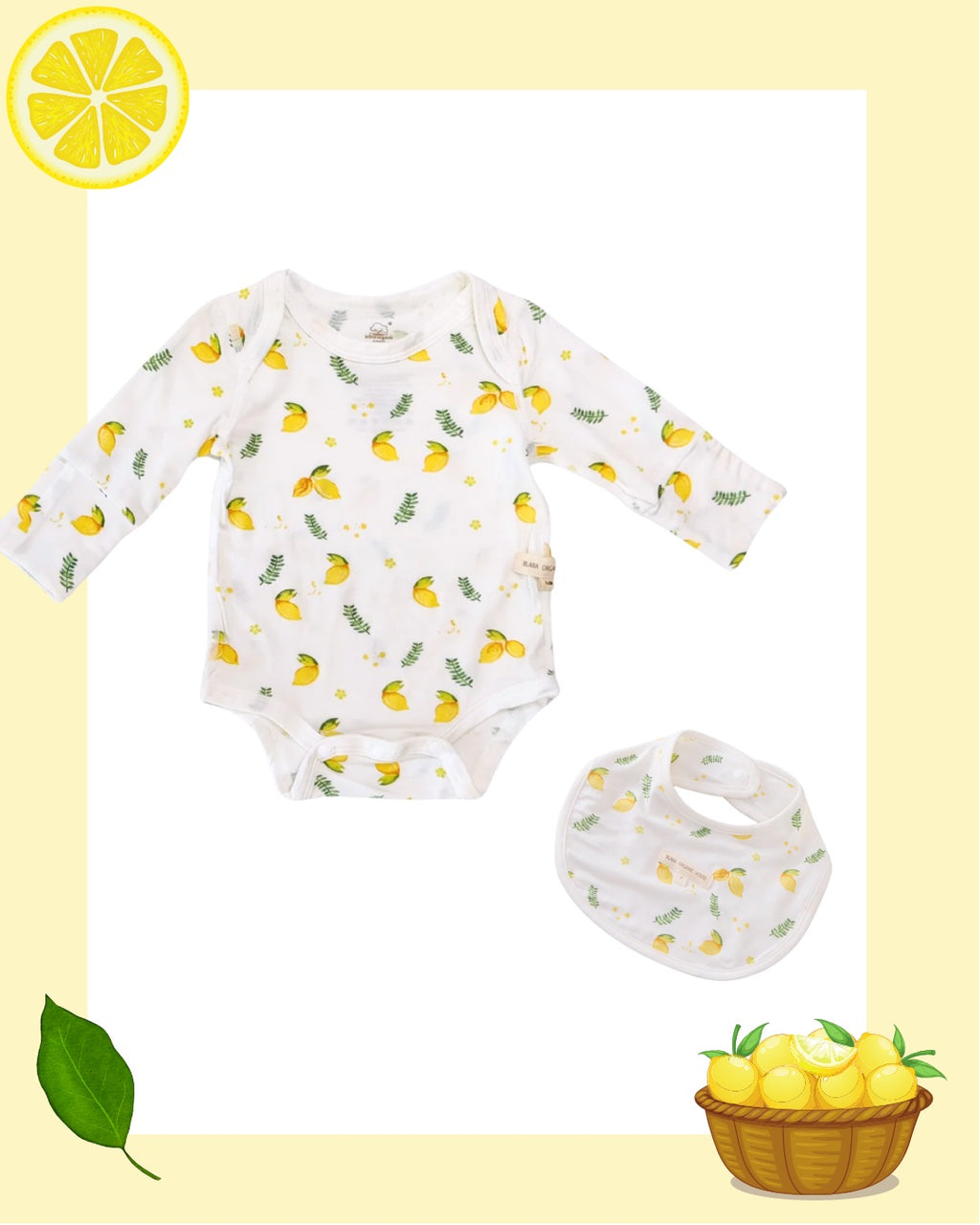 Blara organic lemon long sleeves bodysuit gift set