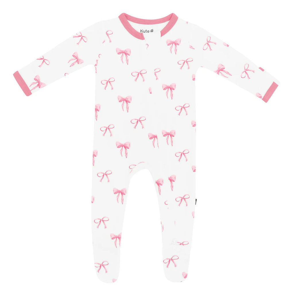 KYTE BABY Zippered Footie in bow - LittleLeafBaby