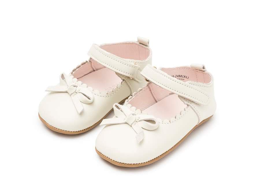 Baby scallop Mary jane with bow - LittleLeafBaby