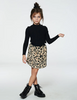 Printed Faux Fur Skirt Leopard