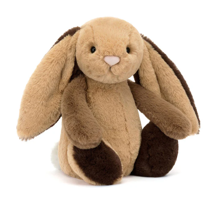 JellyCat Bashful Patchwork Brown Bunny Original - LittleLeafBaby