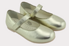 Fredermen Classic Gold Lambskin Scalloped Mary Jane with Strap \ Elastic (Ellie)