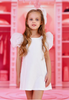 DOLLY WORLD SHORT PUFF SLEEVE ORGANZA DRESS WITH COTTON BODY WHITE