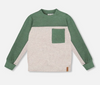 Deux par Deux Long Sleeve Super Soft Brushed Jersey Top Color Block oatmeal