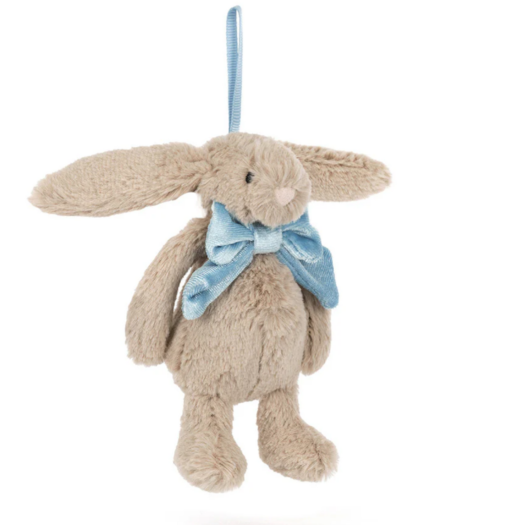 BASHFUL BEIGE BUNNY ORNAMENT