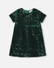 deux par deux Velvet Short Sleeve Dress Forest Green