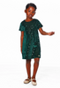 deux par deux Velvet Short Sleeve Dress Forest Green