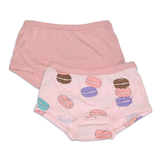 Bamboo Girls Boyshorts 2 Pack(Macaron Party Print/Coral Blush) - LittleLeafBaby