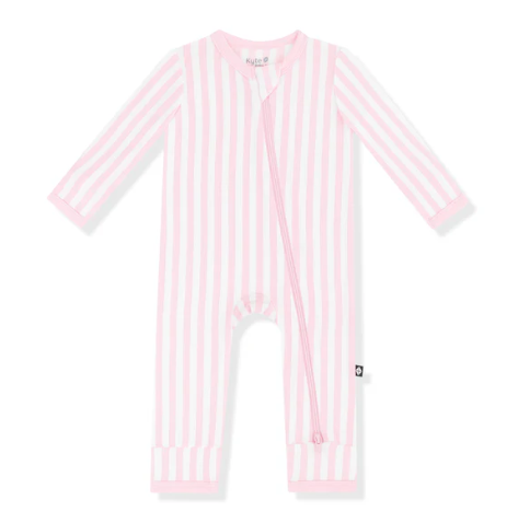 Kyte baby romper in sakura stripe zippered - LittleLeafBaby