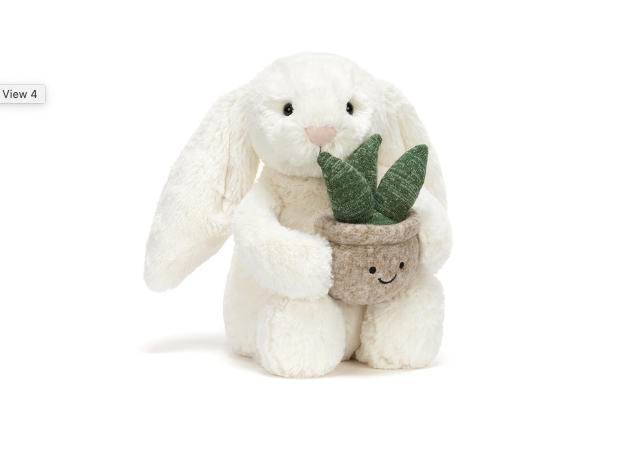 Cream Bunny With Plant - LittleLeafBaby