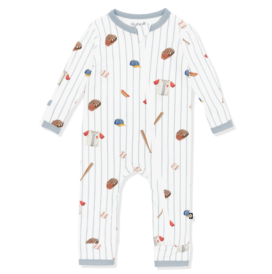 Zippered Romper in Home Run - LittleLeafBaby