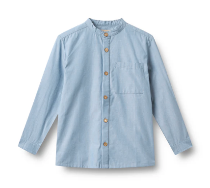 Wheat SHIRT WILLUM BLUE CHAMBREY - LittleLeafBaby