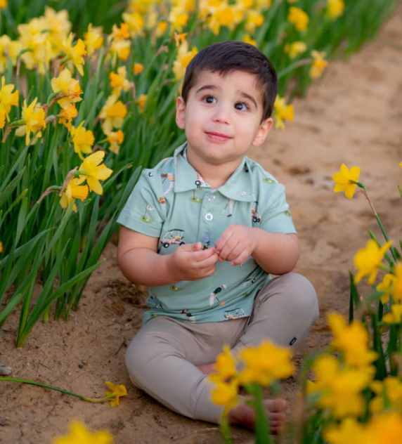 Toddler Short Sleeve Polo in Golf - LittleLeafBaby