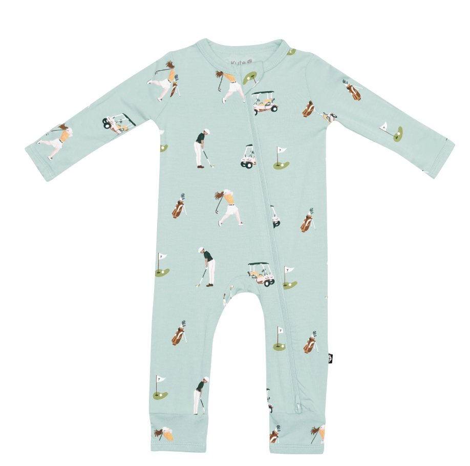 Zippered Romper in Golf - LittleLeafBaby