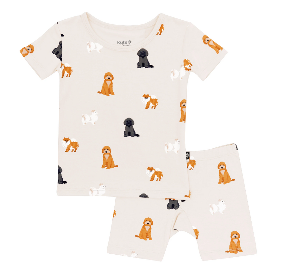 Kyte Short Sleeve Pajamas in Fluffy Dog - LittleLeafBaby
