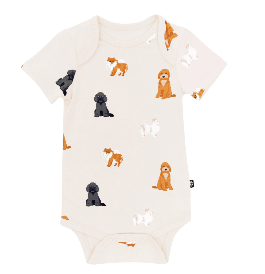 Kyte baby Bodysuit in Fluffy Dog - LittleLeafBaby