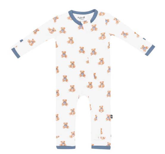 Zippered Romper in Teddy Bear - LittleLeafBaby