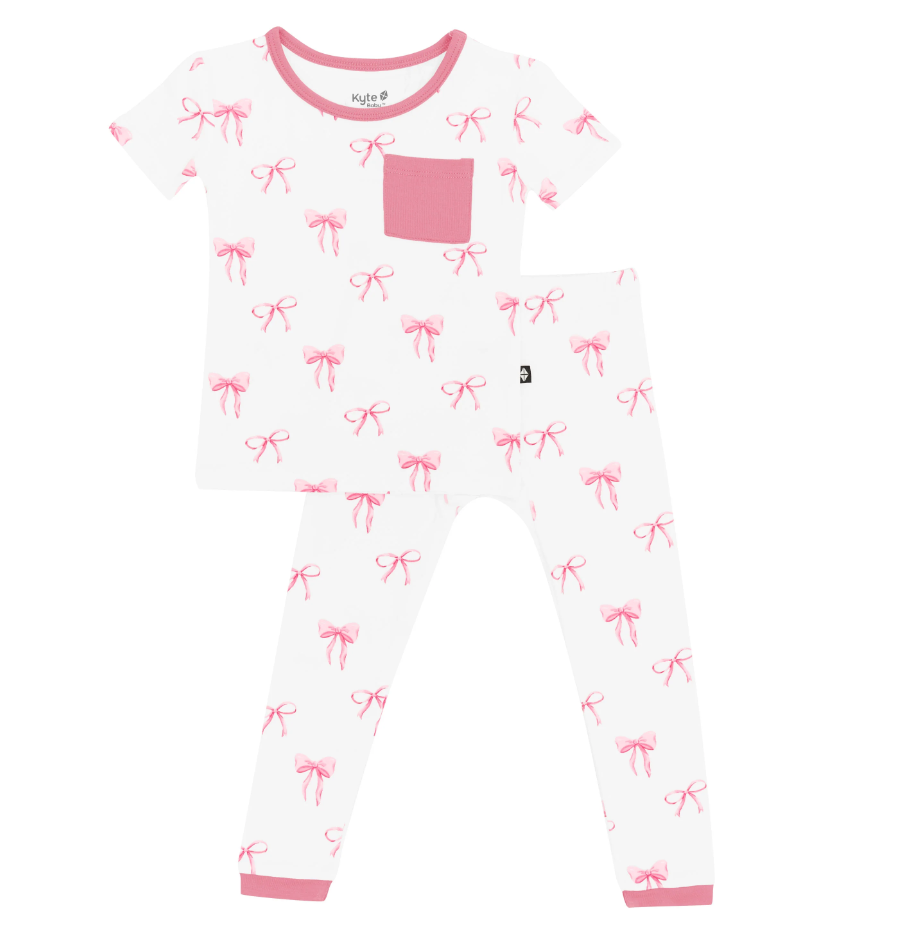 Short Sleeve with Pants Pajamas in Bow - LittleLeafBaby