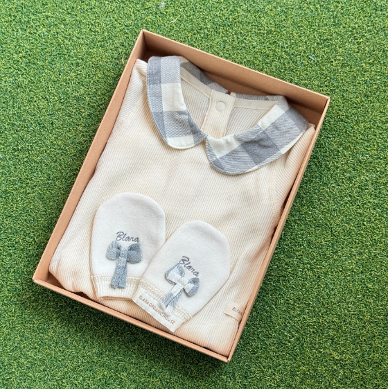 Short Sleeve Bodysuit Bundle - Grey Check - LittleLeafBaby