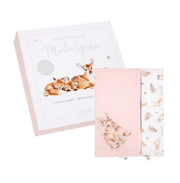 Wrendale - Little Wren Baby Collection - Muslin Cloth Gift Set - LittleLeafBaby