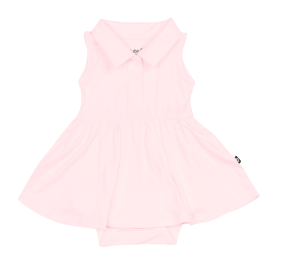 Polo Bodysuit Dress in Sakura - LittleLeafBaby