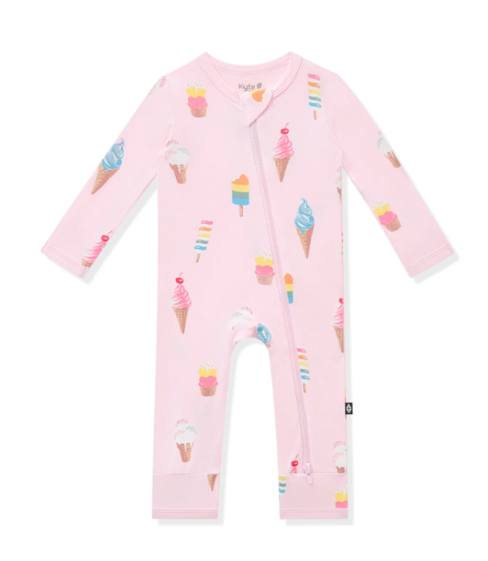 Zippered Romper in Sakura Ice Cream - LittleLeafBaby